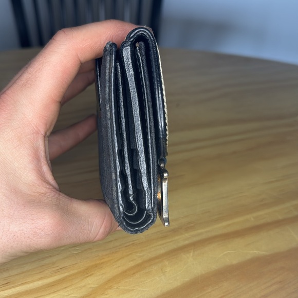 Authentic Christian Dior Trotter Saddle Wallet Black Canvas Floral Embroidery - Picture 3 of 9